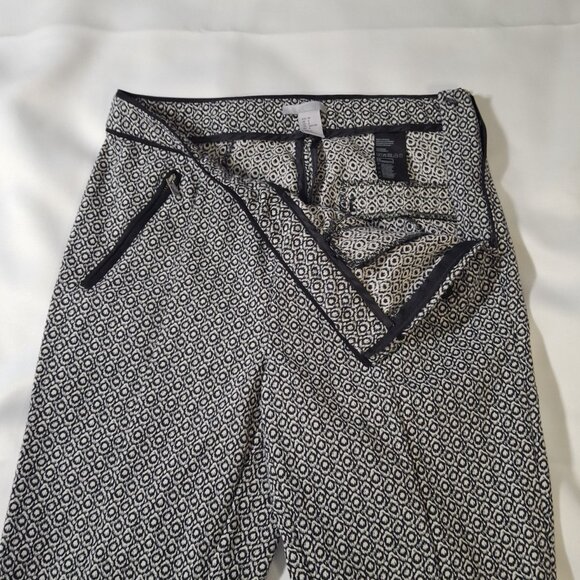 H&M Ankle Slim Pants Size 8 Stretch Black & White Geometric Print Side Zipper - Picture 11 of 15